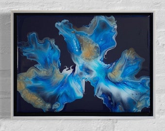 Deep Blues Original Abstract Painting - Acrylic Dutch Pour