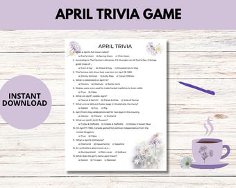April Trivia Game Printable, Spring Classroom Activity, Easter Printable