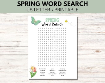 Spring Word Search Puzzle, Family Activity (Digital Download)
