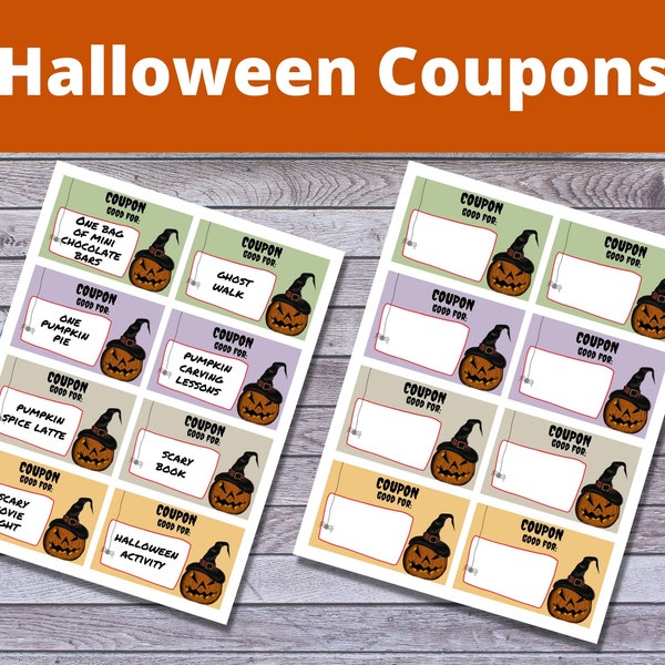 Printable Halloween Coupons, Halloween Vouchers, October coupons