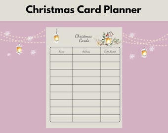Watercolor Chicadee Christmas Card Planner | Printable Holiday Tracker (PDF)