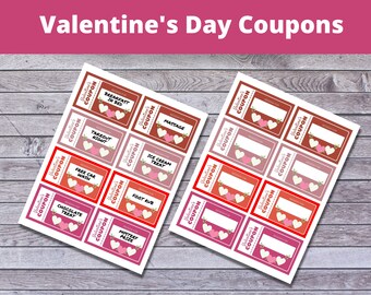 Printable Valentine's Day Love Coupons, Prefilled & Blank (PDF)