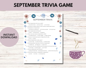 September Trivia Game, Fall Classroom Activity (PDF Printable)