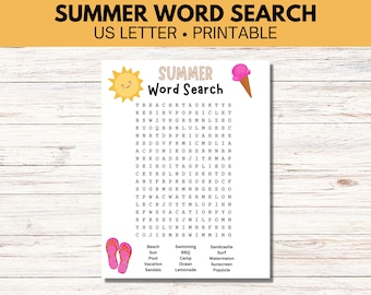 Summer Word Search Puzzle, Family Activity (Digital Download)