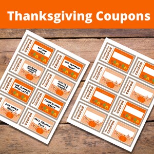 Thanksgiving Printable Coupons, Thanksgiving gift vouchers, Autumn coupons
