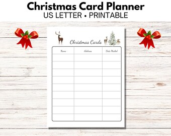 Winter Wildlife Christmas Card Planner, Holiday Checklist (Printable PDF)