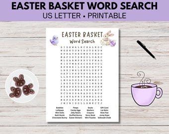 Easter Basket Word Search Puzzle, Spring Activity (Printable)