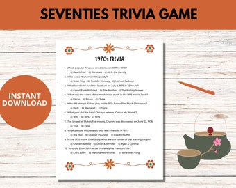 Seventies Trivia Game Printable, 1970's Nostalgia Game, PDF