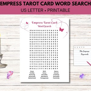 Empress Tarot Card Word Search, Tarot Word Find, Tarot Card Games