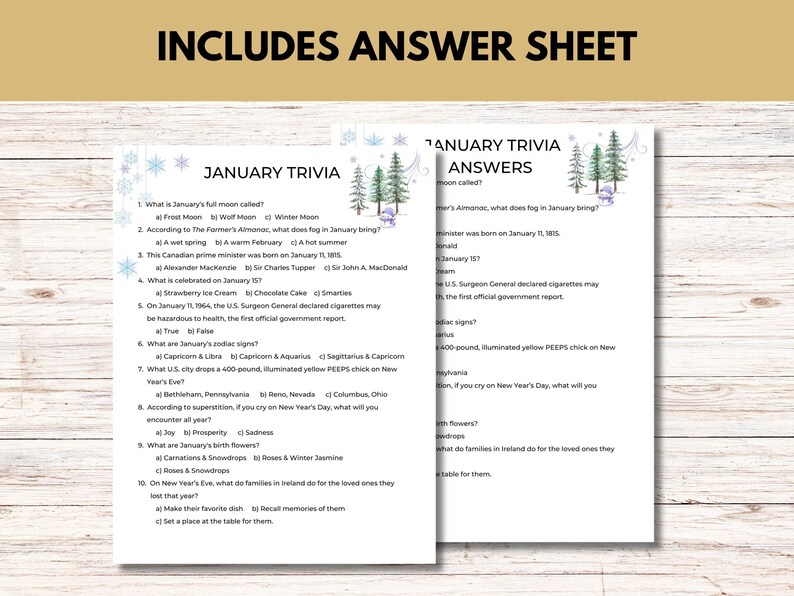 January Trivia Printable Game, Winter Word Game, Winter Home School ...