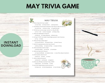 Printable May Trivia Game, Classroom Activity (PDF)