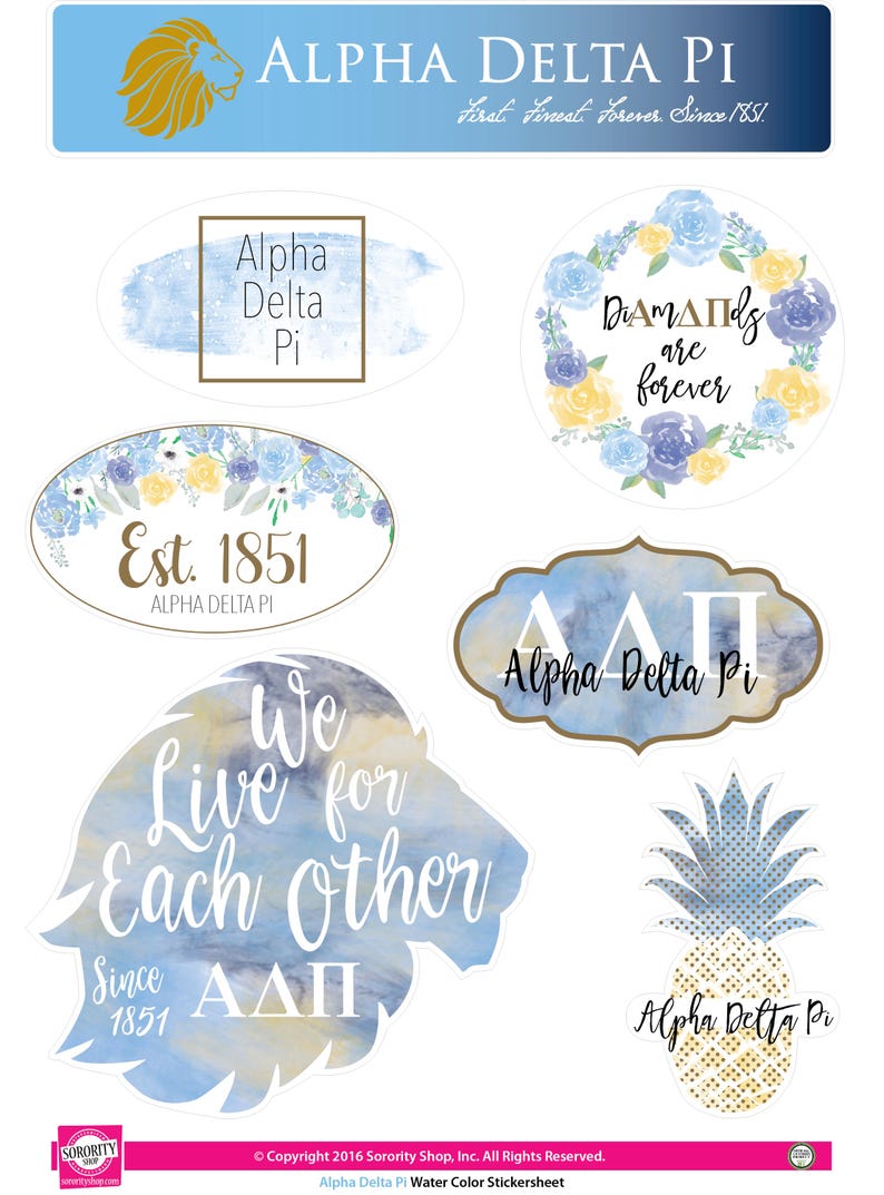 Alpha Delta Pi - Watercolor Stickers - Etsy