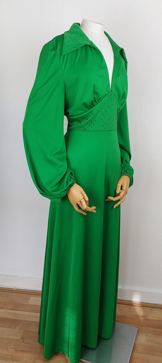 1970s Emerald green vintage maxi dress - image 4