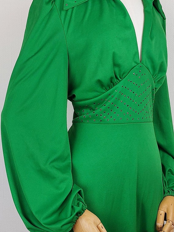 1970s Emerald green vintage maxi dress - image 3