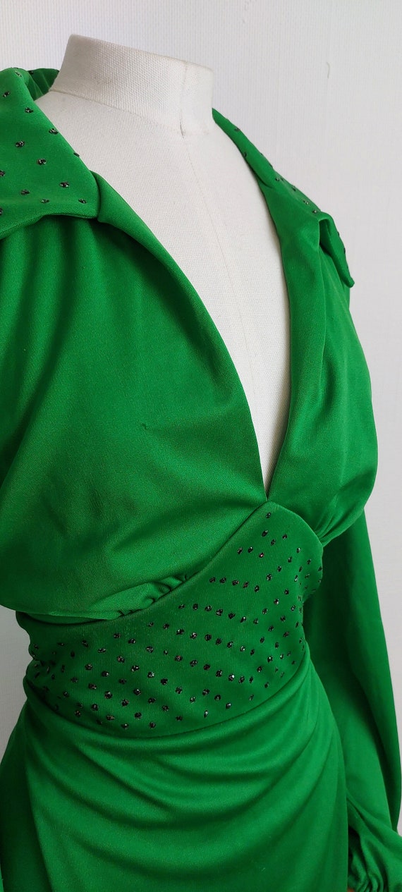 1970s Emerald green vintage maxi dress - image 7