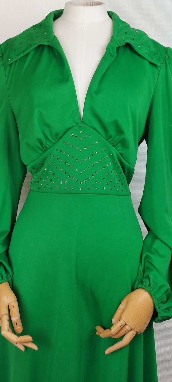 1970s Emerald green vintage maxi dress - image 2