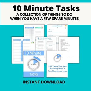10 Minute Tasks, Organization, Daily Planner, To Do List, Printable Planner, Journal, Self Improvement