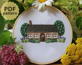New Home Housewarming - Hand Embroidery Pattern PDF - Instant Digital Download - Dream Cottage