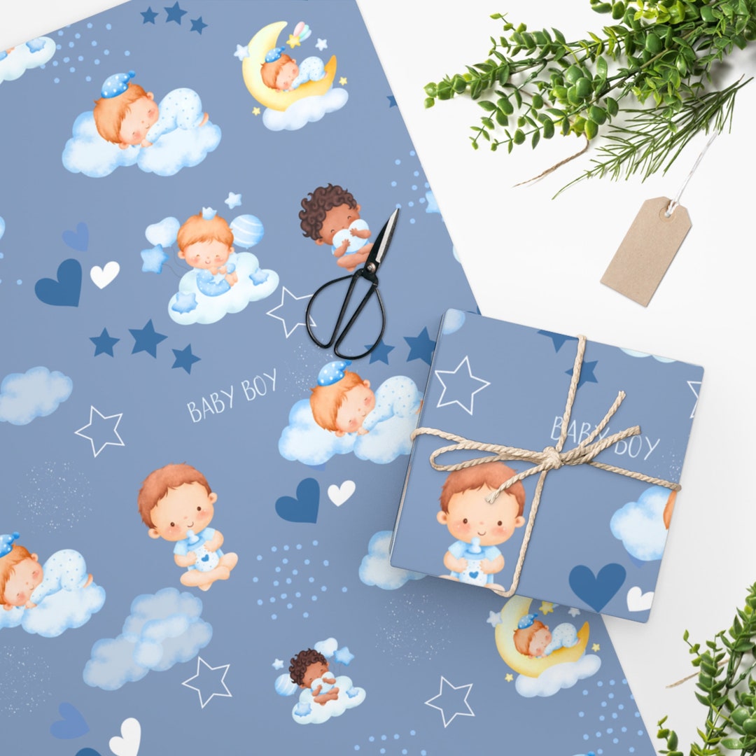 Wrapping Paper Baby Boy Baby Boy Wrapping Gift It is A Boy Etsy