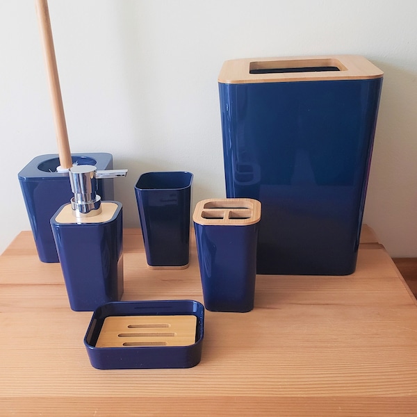 Navy Blue Bathroom Accessories Etsy