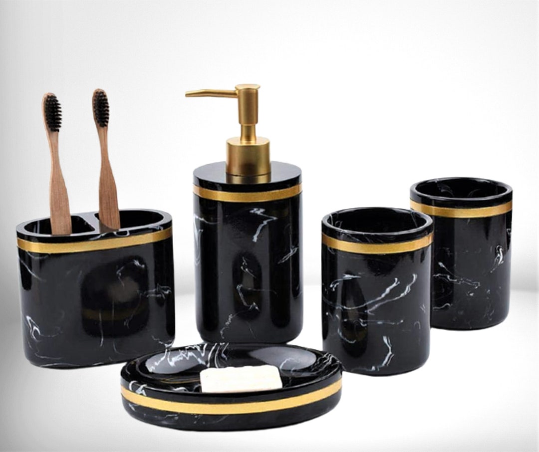 Luxury Bathroom Set Bathroom Accessories Black and Gold Etsy