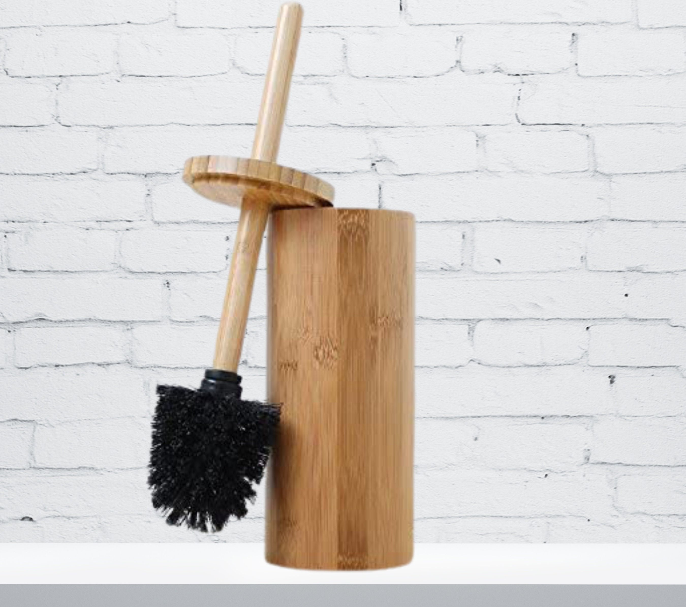 Bamboo Toilet Brush Holder Rustic Wood Home Decor Bathroom Etsy UK