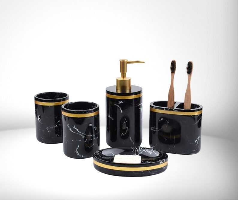 Luxury Bathroom Set Bathroom Accessories Black and Gold Etsy