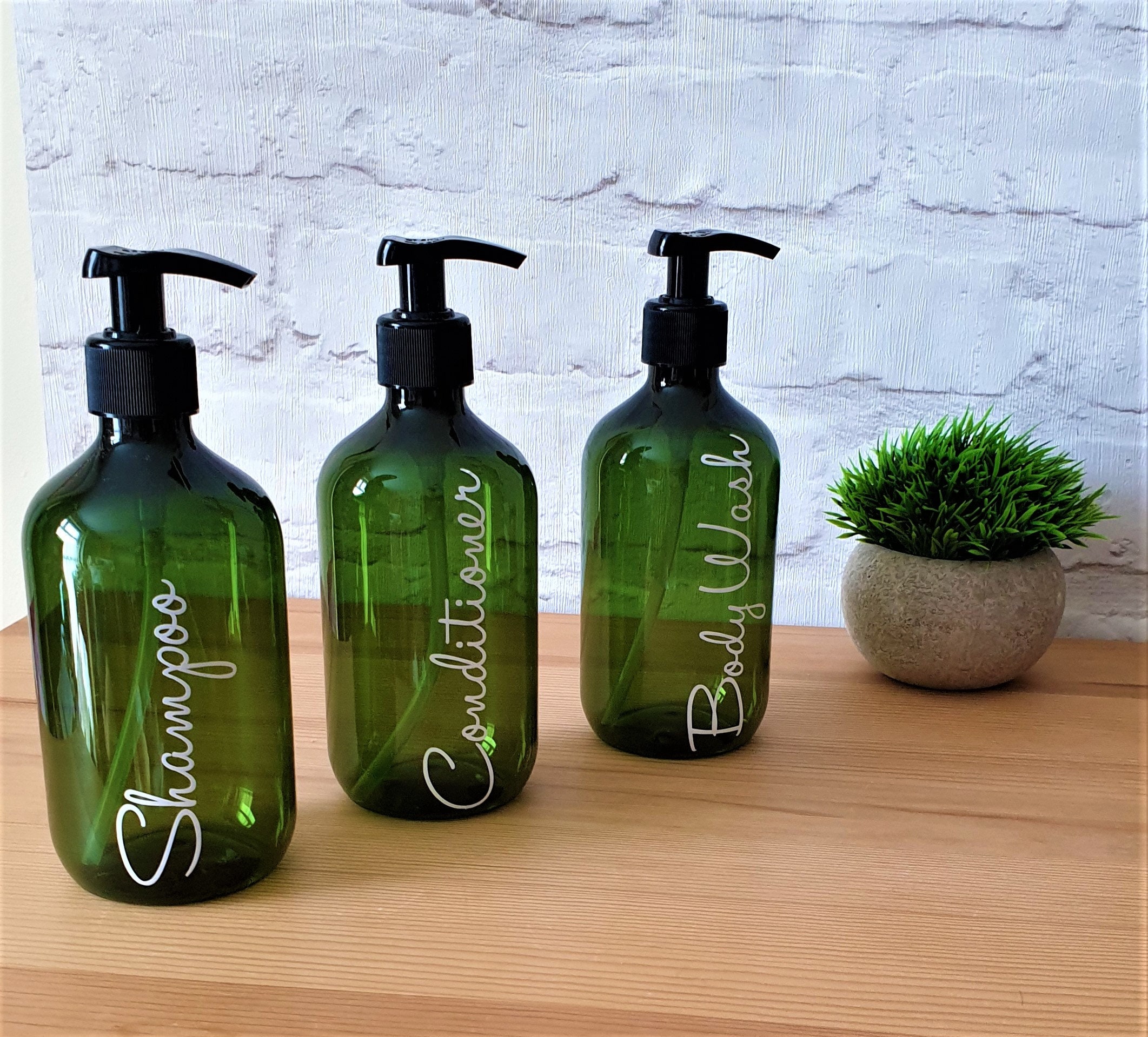 Soap Dispenser Shampoo Bottles Shower Caddy Green Bottles Etsy UK