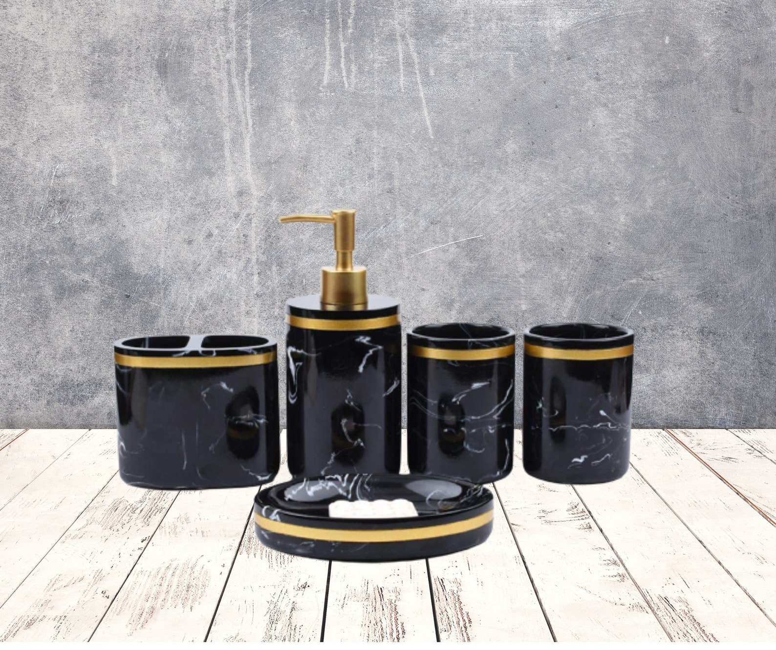 Luxury Bathroom Set Bathroom Accessories Black and Gold Etsy