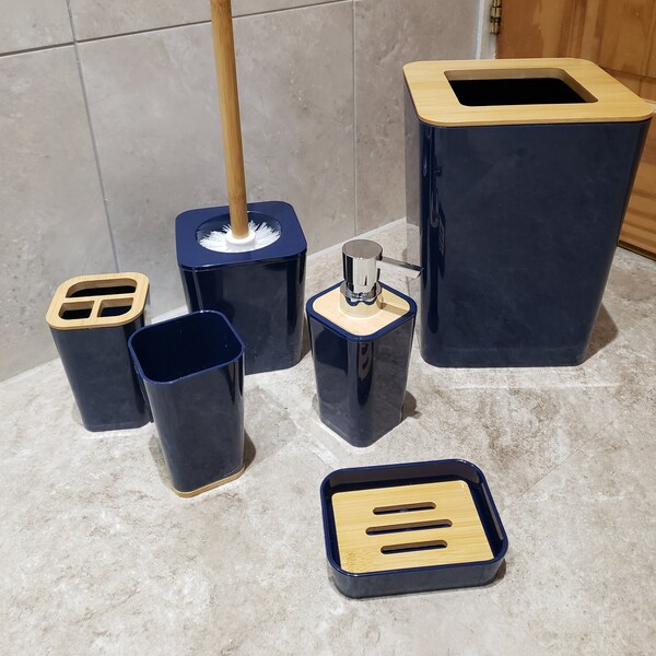 Navy Blue Bathroom Etsy