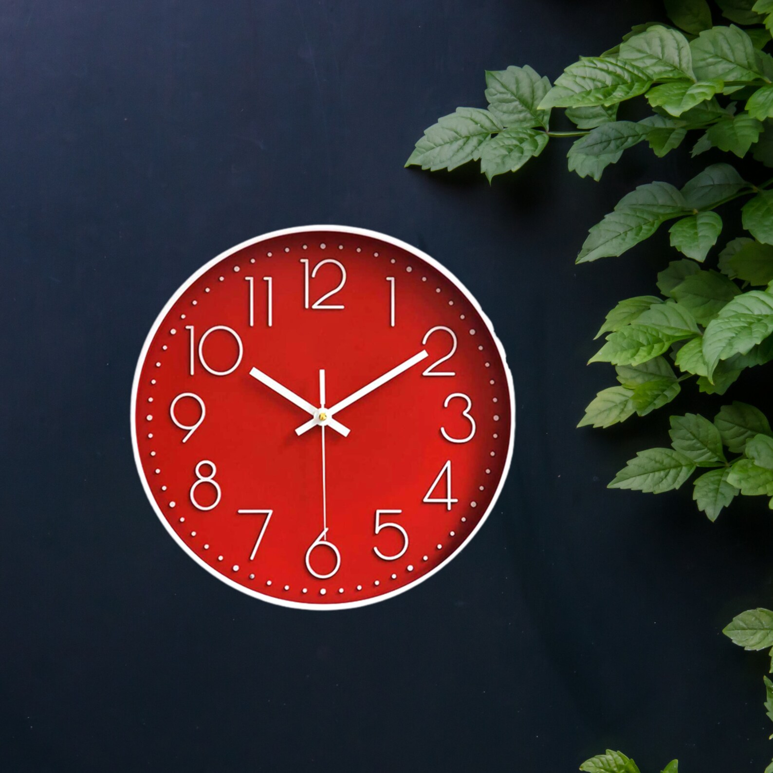 Red Wall Clock Silent Non Tick Battery Operated Wall Clock Etsy UK