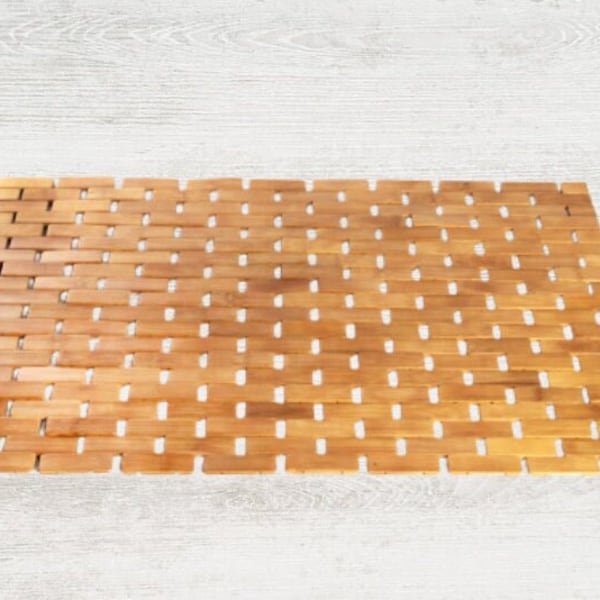 Wood Bath Mat Etsy