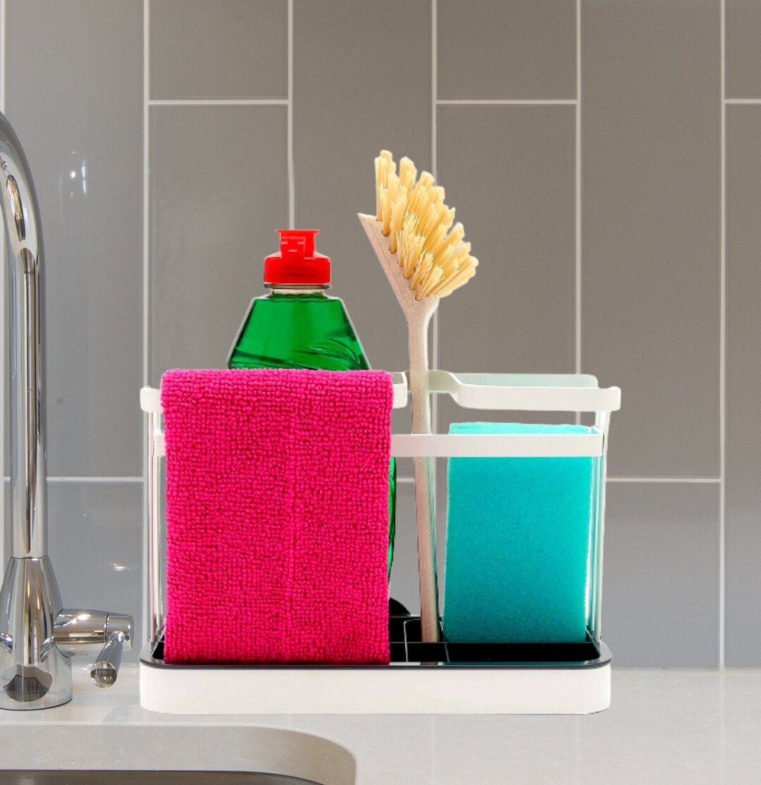 Sink Caddy Kitchen Sink Washing Up White Cutlery Drainer Etsy UK