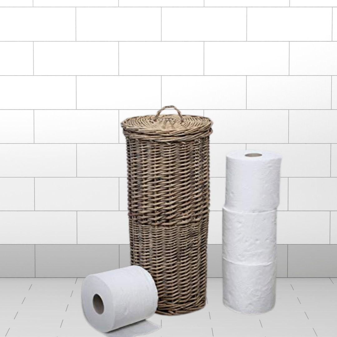 Wicker Toilet Roll Holder Rustic Wicker Home Decor Bathroom Etsy