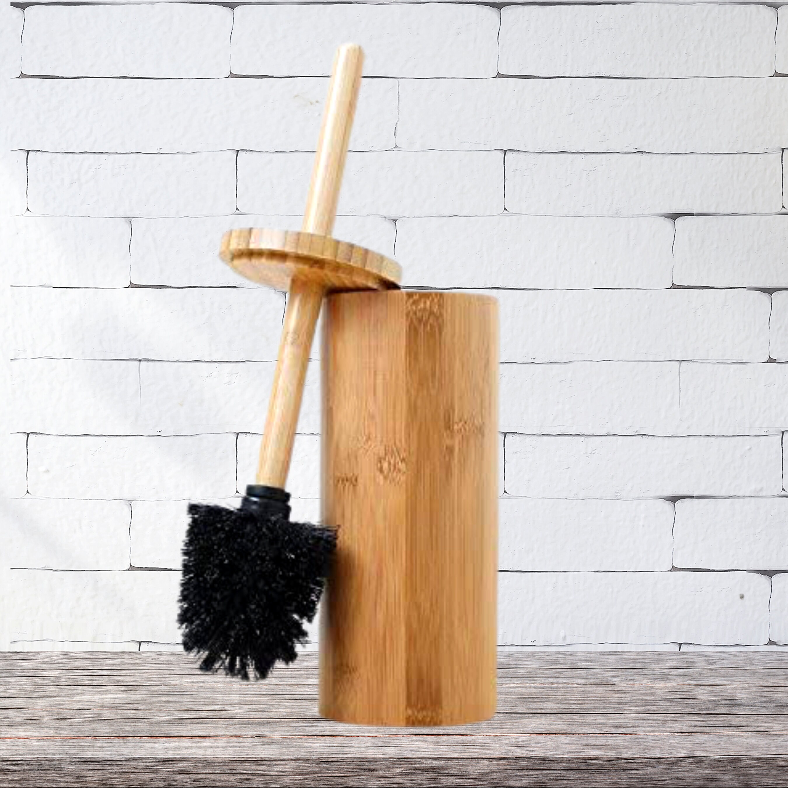 Bamboo Toilet Brush Holder Rustic Wood Home Decor Bathroom Etsy UK