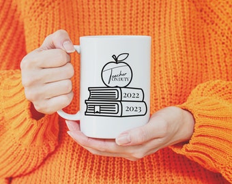 Teacher On Duty MUG Vinyl Decal Unique Gifts For Teachers