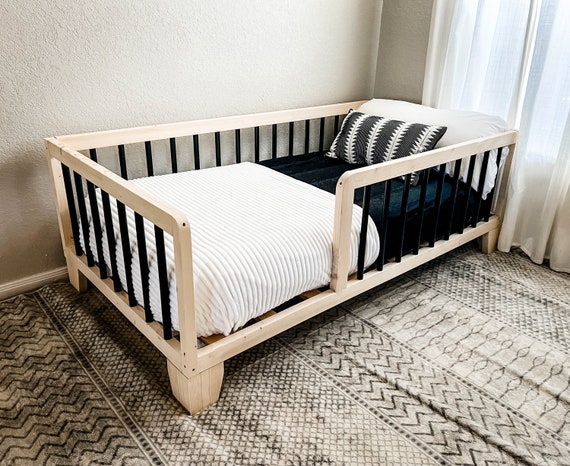 Montessori twin bed with cheap rails