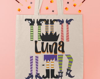 Bolsa de asas de truco o trato personalizada, bolsa de lona de algodón, truco o trato de Halloween