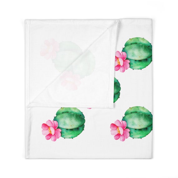 Baby Swaddle Blanket, Custom Cactus Bloom Blanket, Personalized
