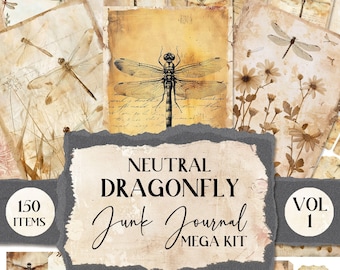 Vintage Dragonflies Junk Journal Pages Printable Junk Journal Emphemera Folio Junk Journal Nature Junk Journal Dragonfly Fussy Cuts [VF039]