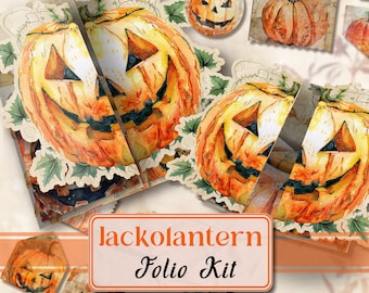 Halloween Folio Junk Journal Folio Jackolantern Kit Printable Folio Pages Halloween Printable Pages Folio Kit Scrapbook Paper 8.5x11 [VF123]