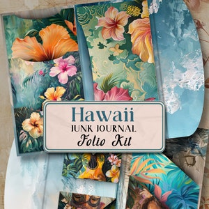 Kit de diario basura Hawaii, páginas imprimibles, hojas imprimibles, hojas imprimibles hawaianas, kit de hojas imprimibles de estilo shabby chic, papel para álbum de recortes [VF093]