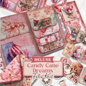 Christmas Junk Journal DELUXE "Candy Cane Dreams" Kit Holiday Junk Journal Christmas Ephemera Folio Junk Journal Christmas Waterfall [VF070]