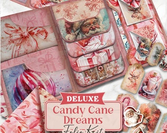 クリスマス ジャンク ジャーナル デラックス「キャンディ ケイン ドリーム」キット ホリデー ジャンク ジャーナル クリスマス エフェメラ フォリオ ジャンク ジャーナル クリスマス ウォーターフォール [VF070]
