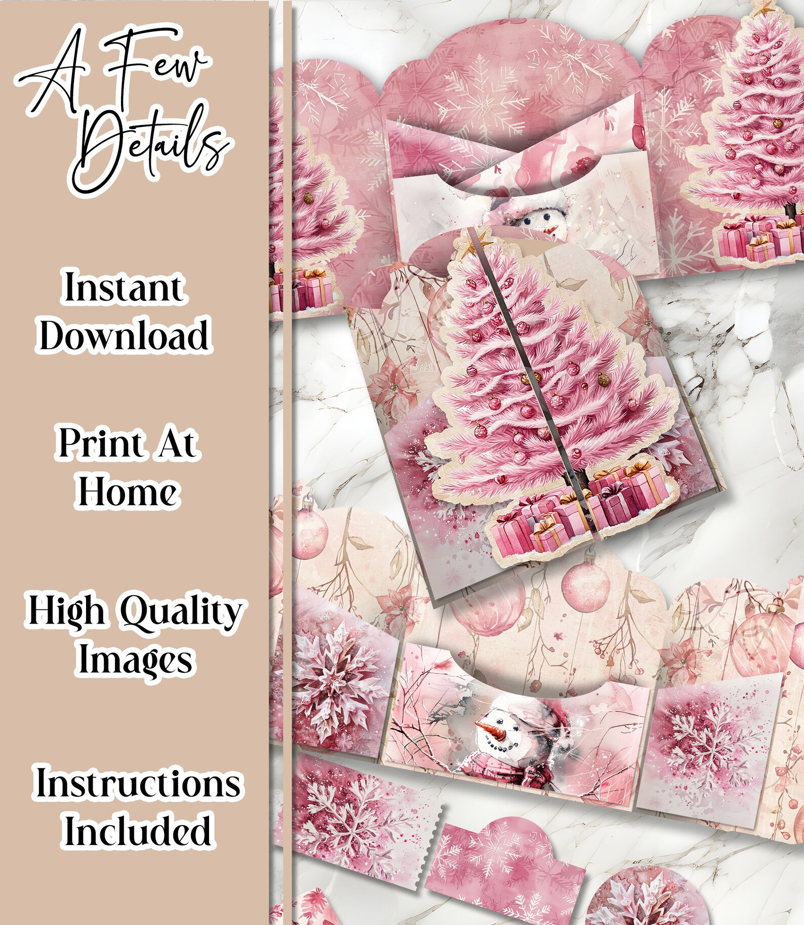 Pink Christmas Junk Journal Kit Christmas Folio Junk Journal Kit ...