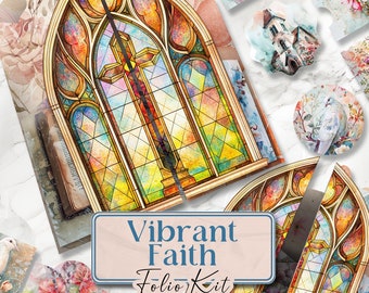 Faith Folio Junk Journal Folio Floral Faith Folio Kit Printable Folio Pages Christian Printable Pages Folio Kit Scrapbook Paper [VF142]