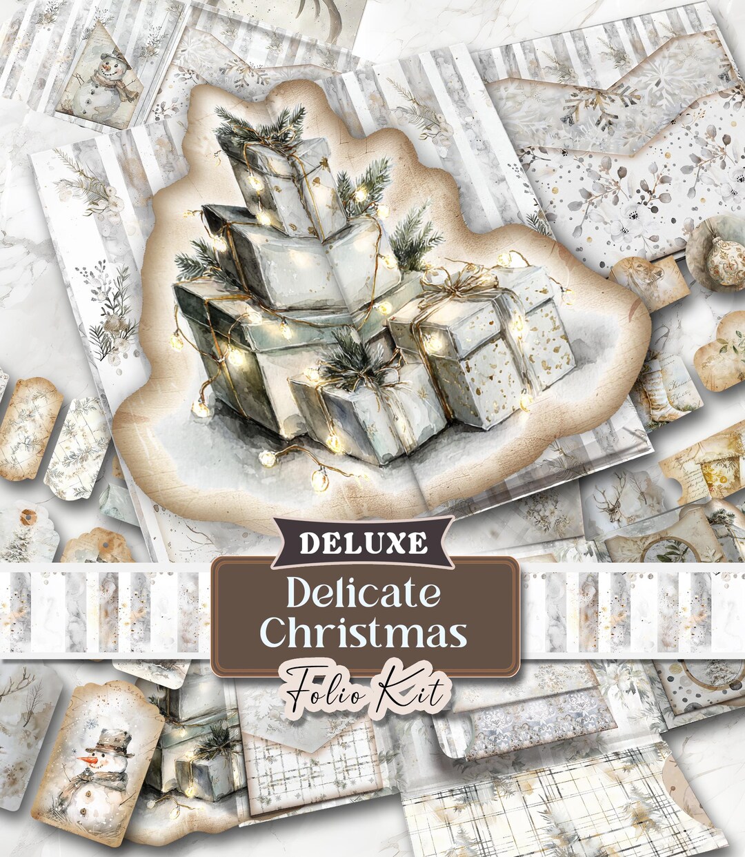 Christmas Junk Journal Kit Printable DELUXE Folio Pages Christmas ...