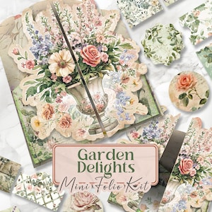 Carnet de bord à imprimer anglais, carnet de bord, kit de carnet de bord, carnet de bord, kit folio floral éphémère doux vintage, kit scrapbooking vintage doux [VF180]