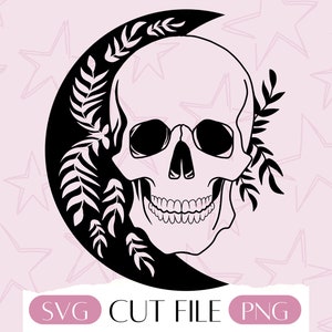 Halloween SVG Celestial Witchy Skull SVG, Mystical Witchcraft Clipart, Minimalist Halloween Witch Skulls png, Witchy Line Art for Cricut