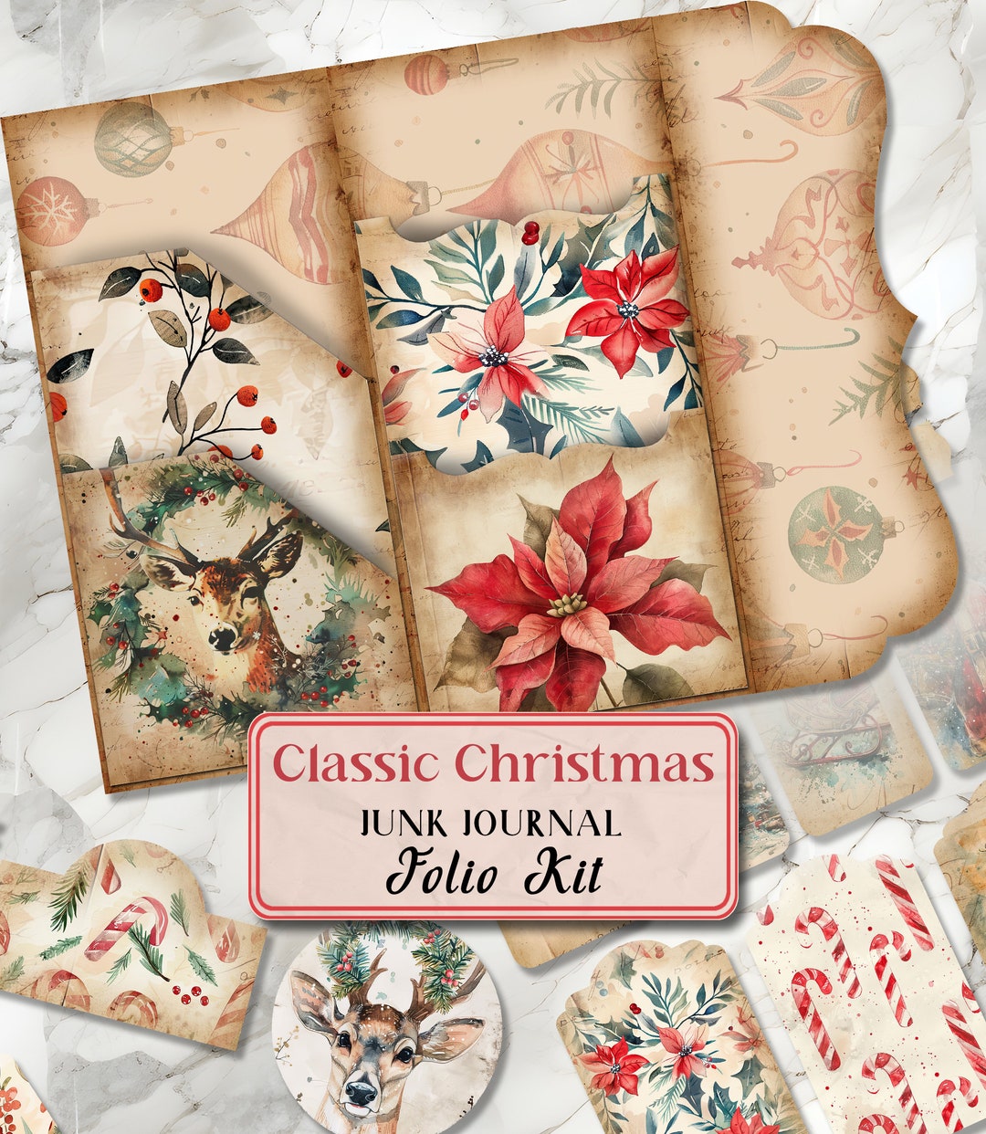 Classic Christmas Folio Junk Journal Folio Junk Journal Kit Printable ...